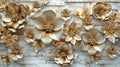 3d floral gold flowers with diamonds wallpaper Royalty Free Stock Photo