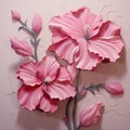 Intricately Sculpted 3d Flower Art On Pink Wall