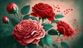 3d floral mural wallpaper with red, rose simple floral painting light gray background. drawing modern flowers for bedroom decor