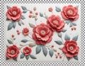 3D Floral Pattern with Red Flowers Royalty Free Stock Photo