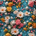 3d Floral Romantic delicate flowers luxury wallpaper background. Generative AI Illustration.