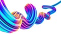 3D flow liquid shape design element in holographic neon colors for Christmas backgrounds