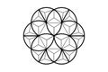 3D flower of life, sacred geometry. lotus flower. mandala ornament in polygonal wire frame, esoteric spiritual symbol. Logo tatto Royalty Free Stock Photo