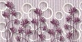 3D Flower rendering with circles and florals wall decor photomural high quality wall[paper