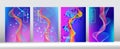 3D Fluid Shapes Trendy Cover Layout. Purple Pink Blue Punk Vector Cover Template. Royalty Free Stock Photo