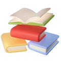 3D flying Book graduate Icon. Render Education or Business Literature. E-book, Encyclopedia, Textbook Illustration