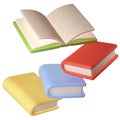 3D flying Books graduate school Icon. Render Education or Business Literature. E-book, Encyclopedia, Textbook