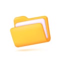 3D folder. Document file. Organizing information on the computer for easy searching. 3D vector Illustration