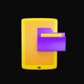 3D Folder And Smartphone Yellow And Purple Icon On Black