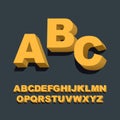 3d font. Three-dimensional alphabet letters. Vector illustration. Royalty Free Stock Photo