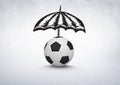 3D Football with umbrella drawings on white background