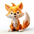 Cartoonish Innocence: 3d Render Of Playful Fox Character In Orange