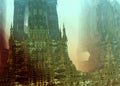 3D Fractal - Alien Magnificent Imperial City Architectural Construction 3D Rendering Background