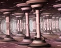 3D Fractal Rendering Column Hall Interior Temple Colonnade