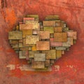 3d fragmented love heart shape square tile grunge pattern Royalty Free Stock Photo