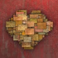 3d fragmented love heart shape square tile grunge pattern Royalty Free Stock Photo