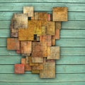 3d fragmented multiple color square tile grunge pattern backdrop