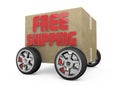 3D free shipping cardboard Royalty Free Stock Photo