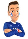 3d french soccer fan with arms crossed