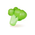 3d Fresh Vegetable Whole Broccoli Concept Cartoon Style. Vector