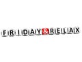 3D Friday and Relax Crossword Block text on white background Royalty Free Stock Photo