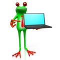 3D frog with a laptop