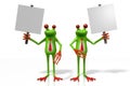 3D frogs with signposts