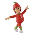 3D Fruit Girl Cartoon Character on a dancing pose