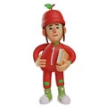 3D Fruit Girl Cartoon Picture holding a book