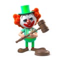 3d Funny cartoon clown character holds an auction Royalty Free Stock Photo