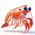3D funny cartoon of a lobster. Sea food. AI generated