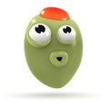 3d Funny cartoon olive character looks surprised