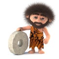 3d Funny Caveman has invented the wheel Royalty Free Stock Photo