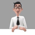 3d funny character, cartoon sympathetic looking business man