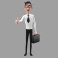 3d funny character, cartoon sympathetic looking business man