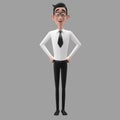 3d funny character, cartoon sympathetic looking business man