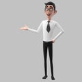 3d funny character, cartoon sympathetic looking business man