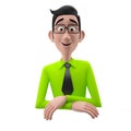 3d funny character, cartoon sympathetic looking business man