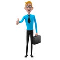 3d funny character, cartoon sympathetic looking business man Royalty Free Stock Photo