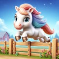 3D funny horse cartoon. Fun farm animals for children\'s illustrations. AI generated Royalty Free Stock Photo