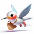 3D funny hummingbird cartoon. Birds in the wild. AI generated Royalty Free Stock Photo