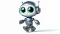 3D funny little robot cartoon illustration Royalty Free Stock Photo