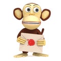 3d funny monkey hold envelope with red wax seal