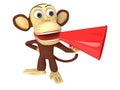 3d funny monkey with huge red loudspeaker