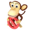 3d funny monkey with No Sign Royalty Free Stock Photo