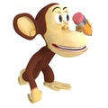 3d funny monkey with pencil