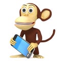 3d funny monkey with smart phone Royalty Free Stock Photo
