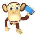 3d funny monkey with smartphone Royalty Free Stock Photo
