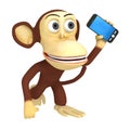 3d funny monkey with smartphone Royalty Free Stock Photo