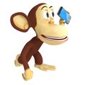 3d funny monkey with smartphone Royalty Free Stock Photo
